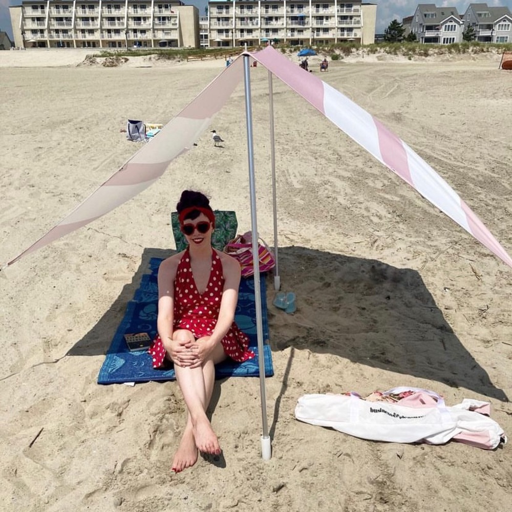 Business & Pleasure Beach Tent in Crew Pink Stripe